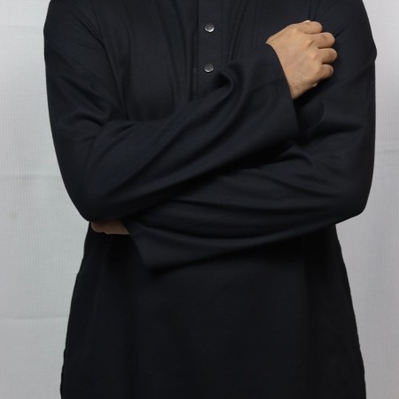 Black Texture Cotton Panjabi