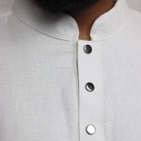 White Texture Cotton Panjabi