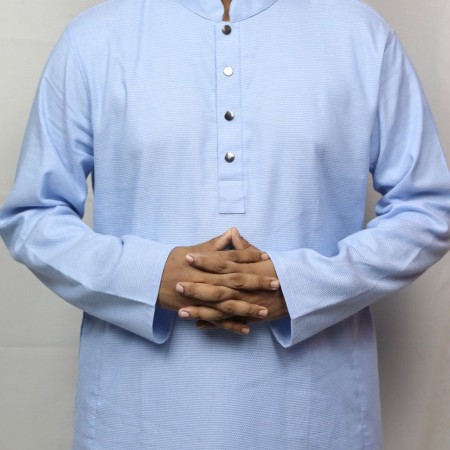 Sky Blue Texture Cotton Panjabi