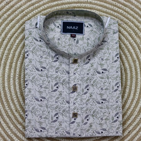 Leaf Print - Cream White 211