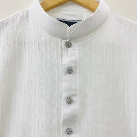 White Subtle Line Panjabi - 306