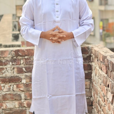 White Tensile Cotton Panjabi