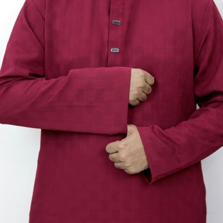 Chinese Popcorn Cotton Panjabi - Maroon